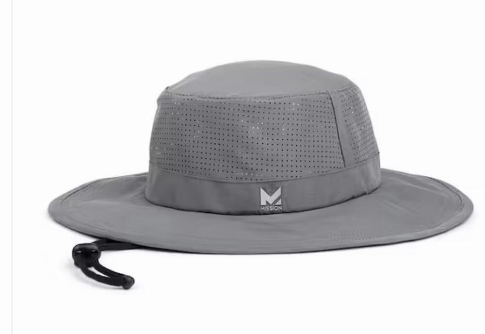 NWT Mission Cooling Everywhere Polyester Hat Gray UPF50 Cooling Band Breathable